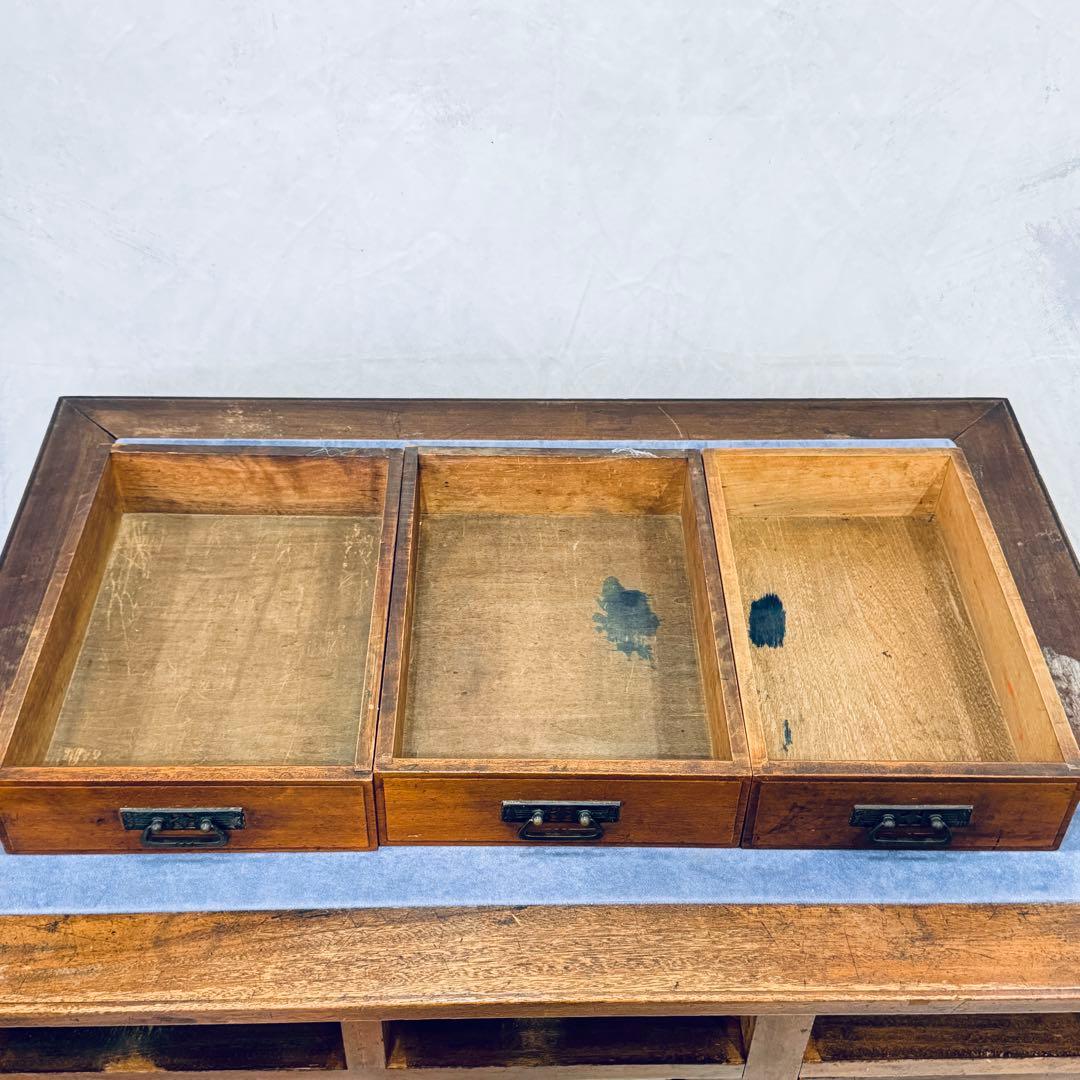 アンティーク 裁縫デスク 引き出し付き フェルト天板 大正レトロ 昭和