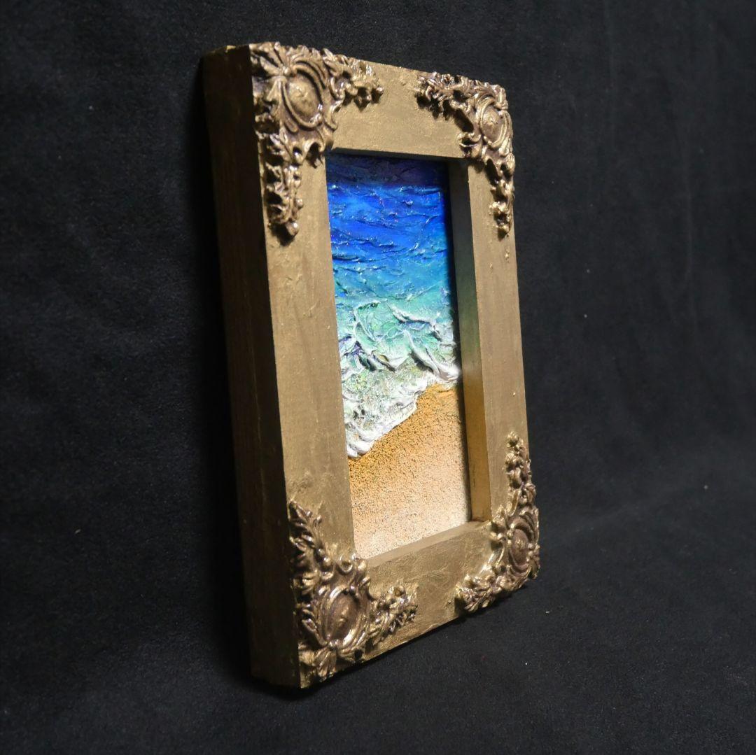 油絵 油彩 油彩画 絵 絵画 キャンバスパネル ミニ絵画【海と砂浜】