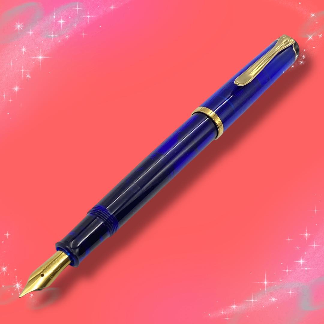 《美品》 ペリカン 万年筆 トラディショナル M200 スケルトン ダークブルー