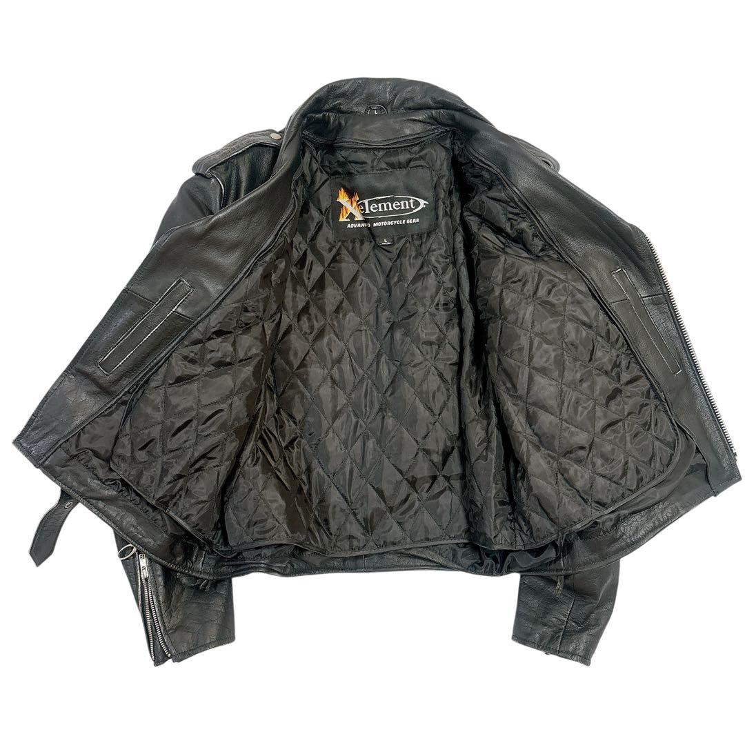 古着 美品 スカル xelement ダブル ライダースジャケット L