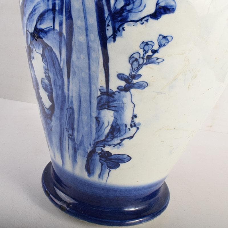 瀬戸焼 古瀬戸 染付花鳥文広口瓶 花瓶 高さ約54cm M