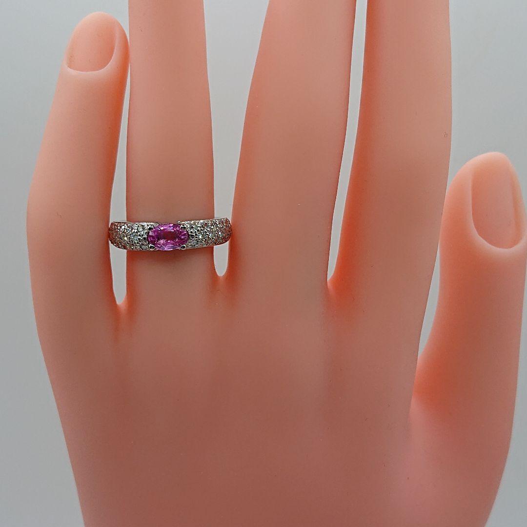 佐藤京子様天然ピンクサファイア 天然ダイヤモンドリングプラチナ900パヴェリング