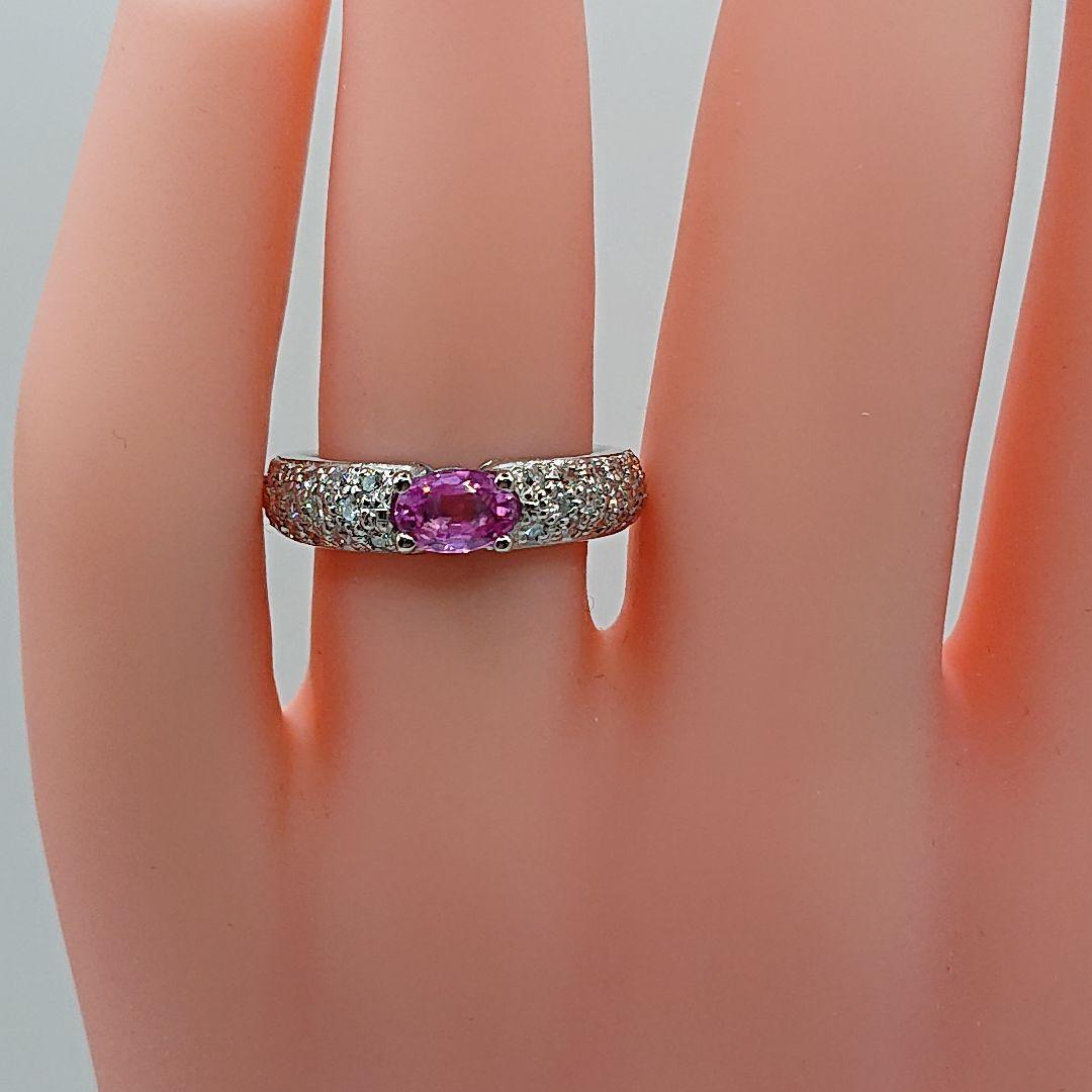 佐藤京子様天然ピンクサファイア 天然ダイヤモンドリングプラチナ900パヴェリング