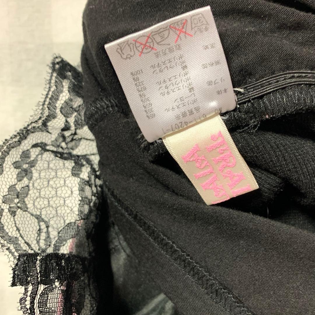 TRALALA ピンク チェック柄 レース リボン付き スカパン