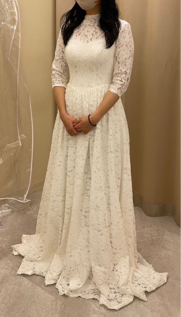 ウェディングドレス　長袖　ハイネック　9号