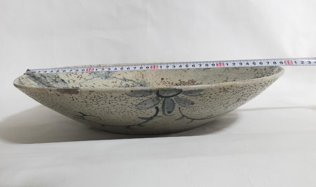 古九谷古染付呉須松人物絵大平鉢