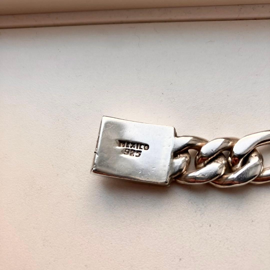 80.74g MEXICO 百合 フィガロ シルバー925 IDブレスレット