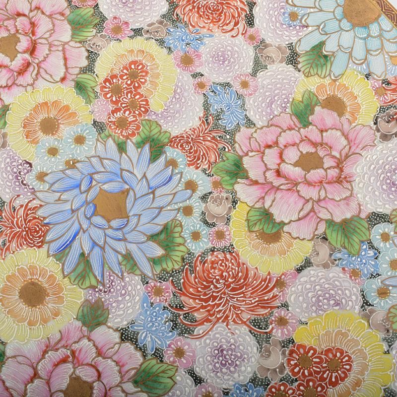 九谷焼 色絵金彩 花文 大皿 飾皿 直径約36㎝ 在銘 V 5781C