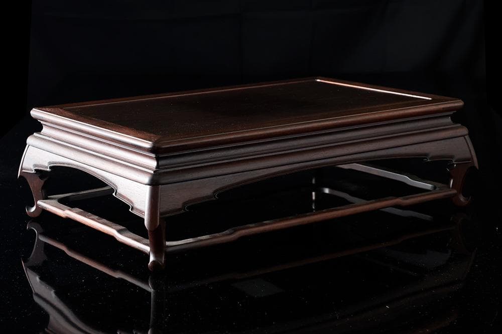 伝統工芸 高級花台 大阪唐木指物 新田隆造 作 紫檀 三重無地 長方花台