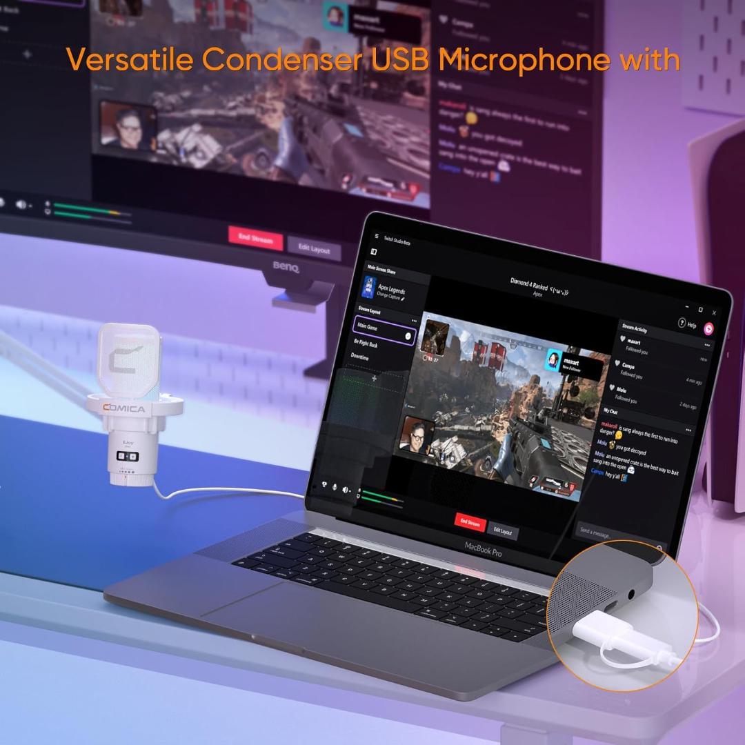 Comica USBコンデンサーマイク ゲーミングマイク ブームアーム付き