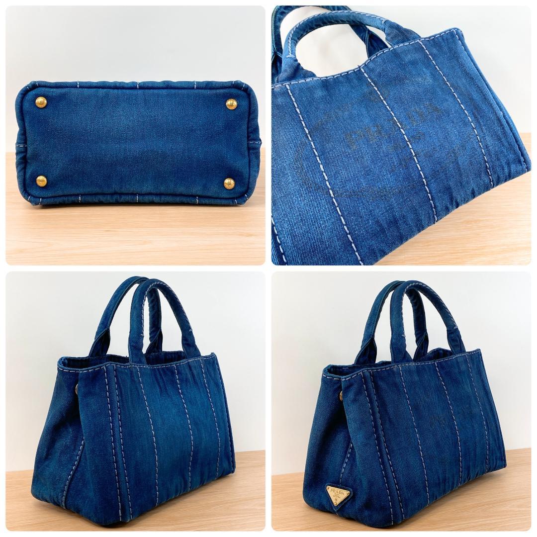 プラダ カナパ ミニ ショルダーバッグ ハンドバッグ カバン ネイビー 青系