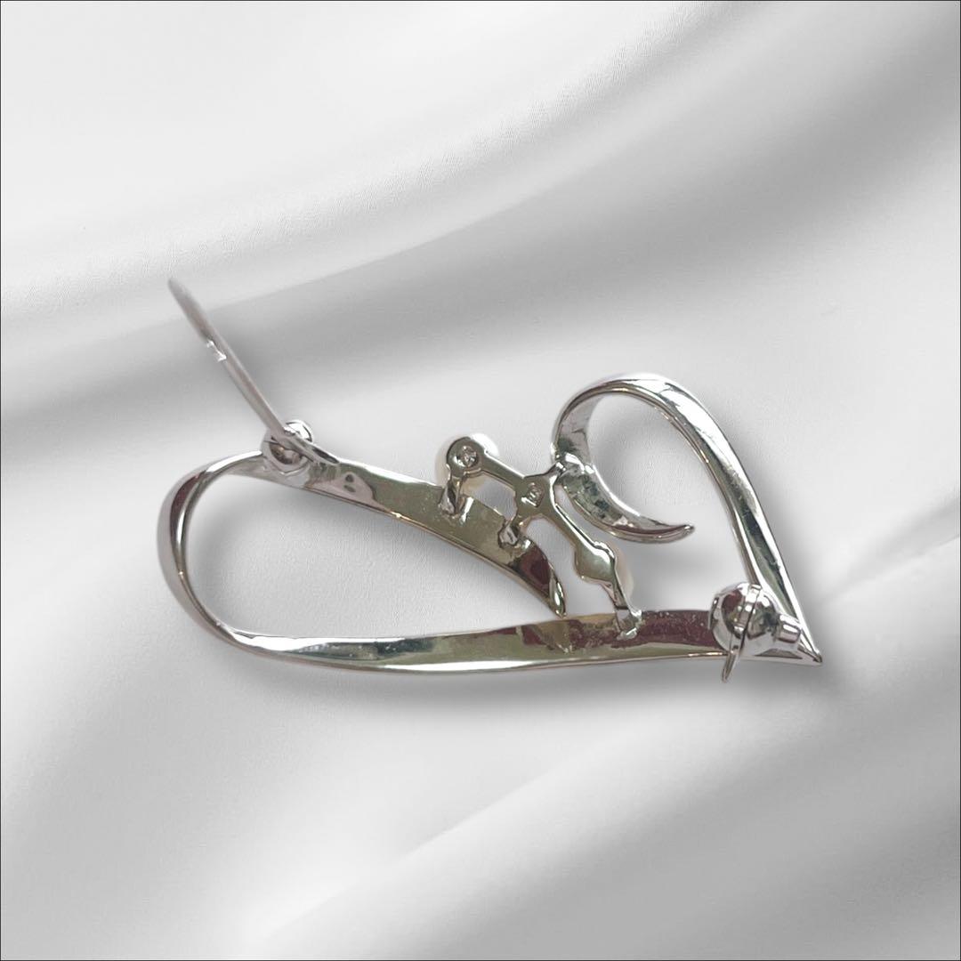 極美品】MIKIMOTO パールブローチ あこや真珠 シルバー 刻印 ハート型