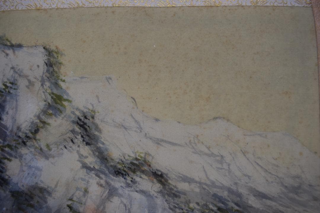 真作】橘田永芳/梅渓春耕図/梅山農耕/横物/掛軸☆宝船☆Y-