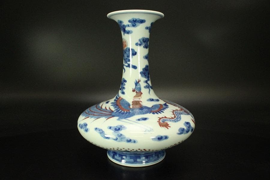 中国美術 龍模様 古い 花瓶(ZE510)