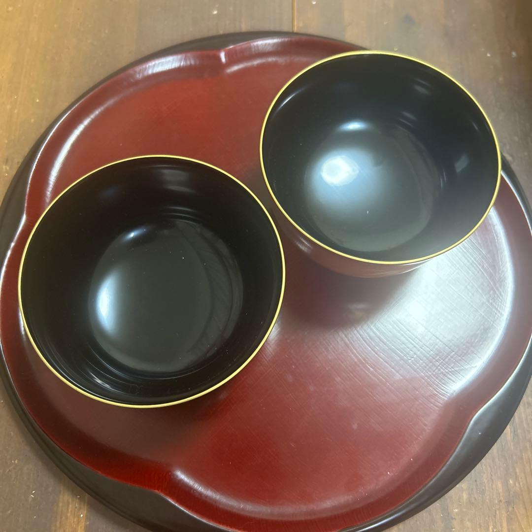 京都平安象彦 天然木 本漆塗 蒔絵 金箔 金彩 笹 夫婦椀