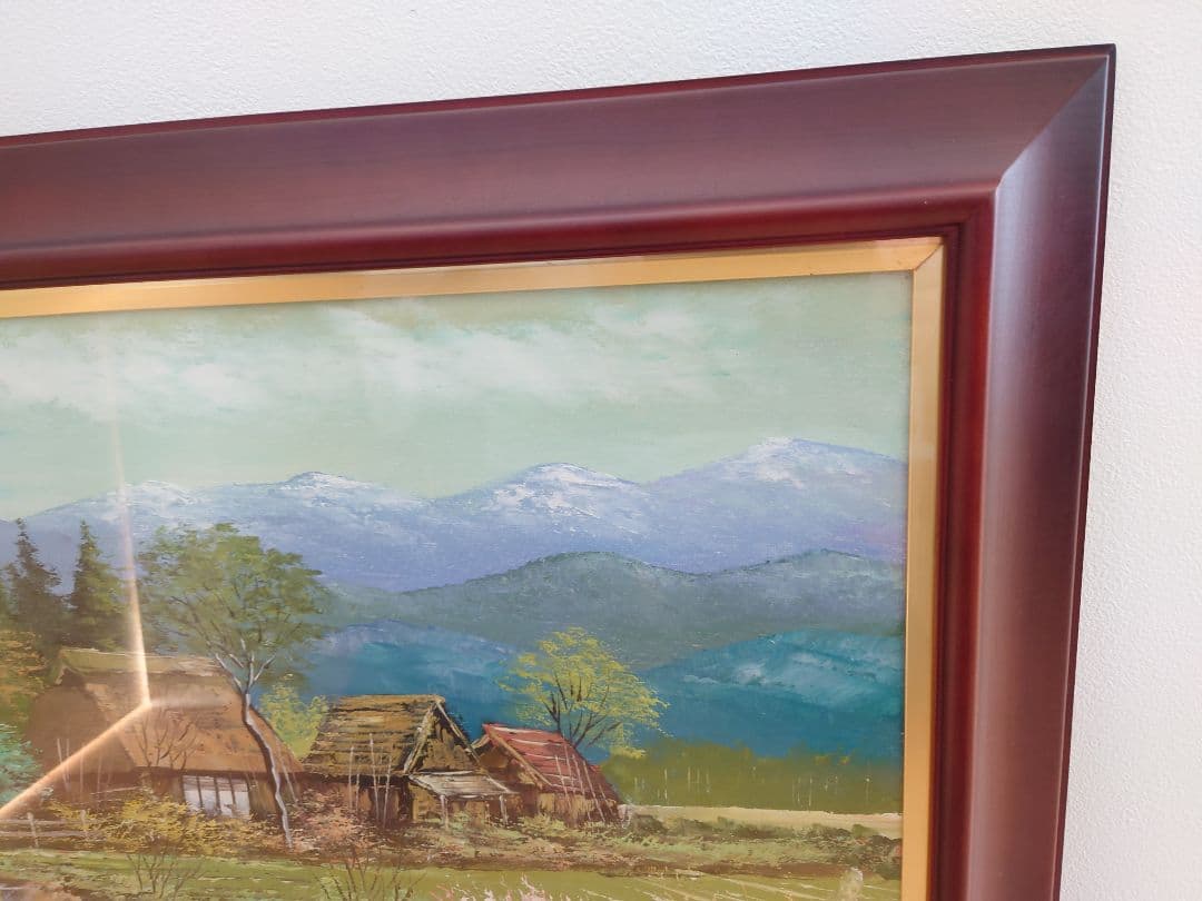 ☆絵画 沢健 『信濃の民家』油彩 F10号☆検)額付き 風景画