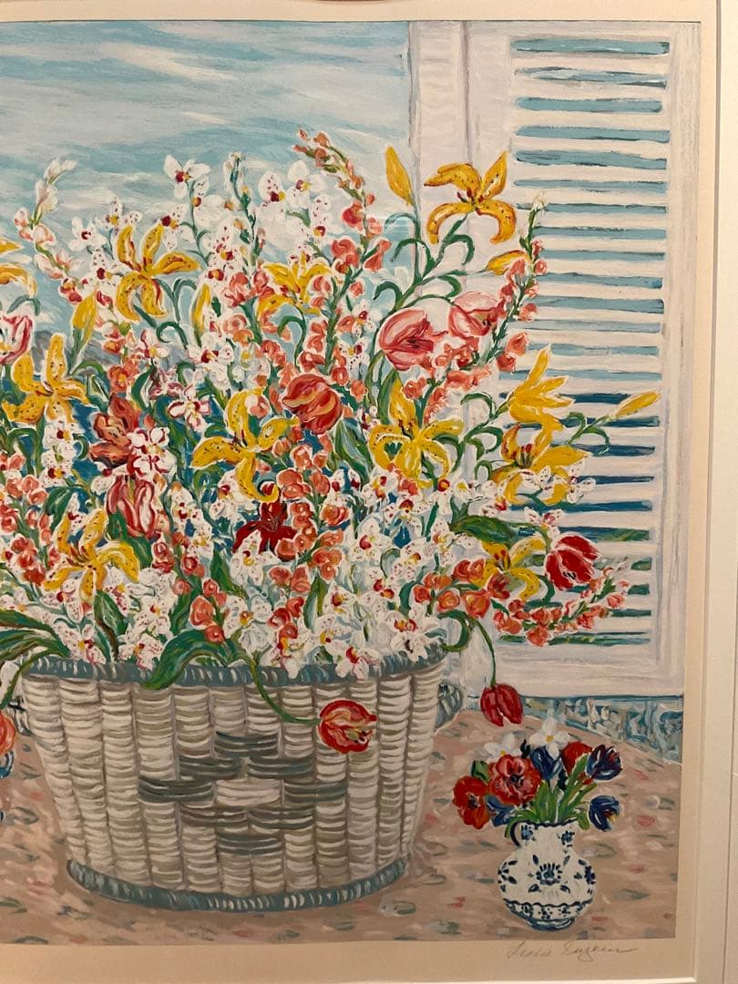 レスリー・セイヤー「バスケットオブリリーズ」シルクスクリーン直筆