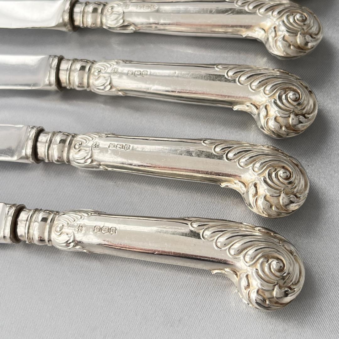 【James Deakin】 【純銀ハンドル】ロココの ティーナイフ 6本