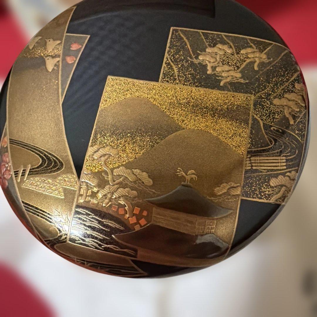 茶道具 棗 内梨子地 誰か袖 蒔絵 前端雅峰作 供箱 扇面蒔絵