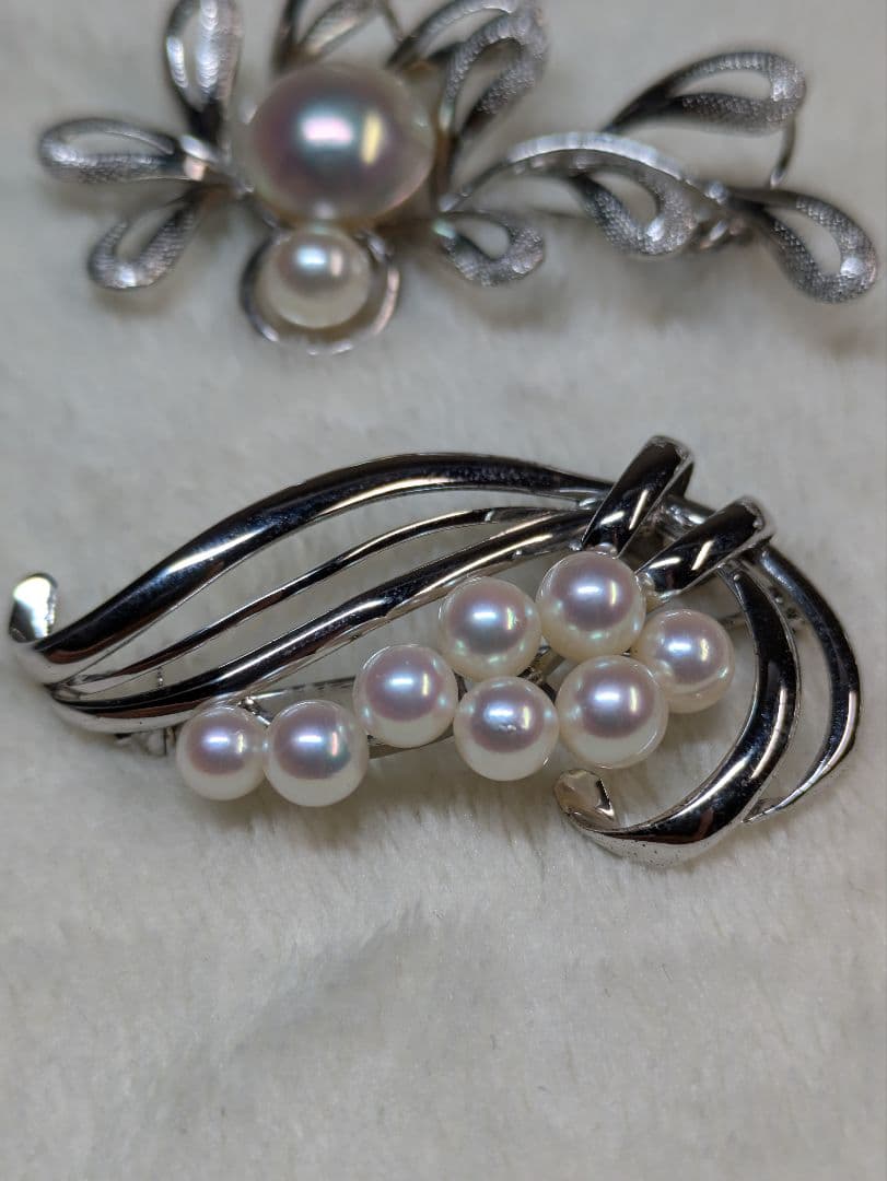 アコヤ真珠あこやミキモトブローチ帯留め白蝶真珠マベパールネックレス