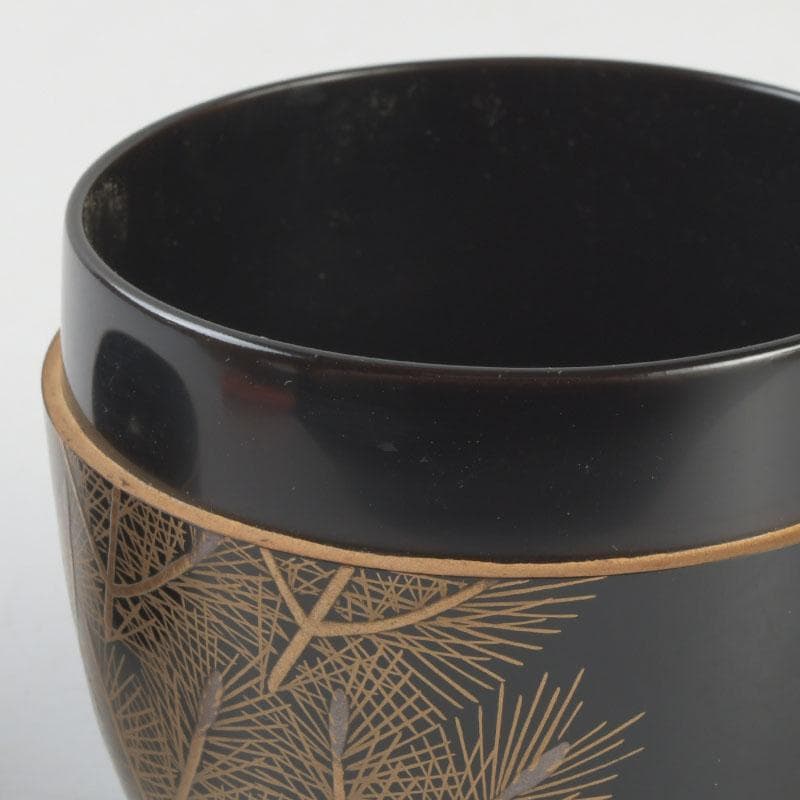 茶道具 三辻雪里作 若松蒔絵 棗 共布共箱 V 9316