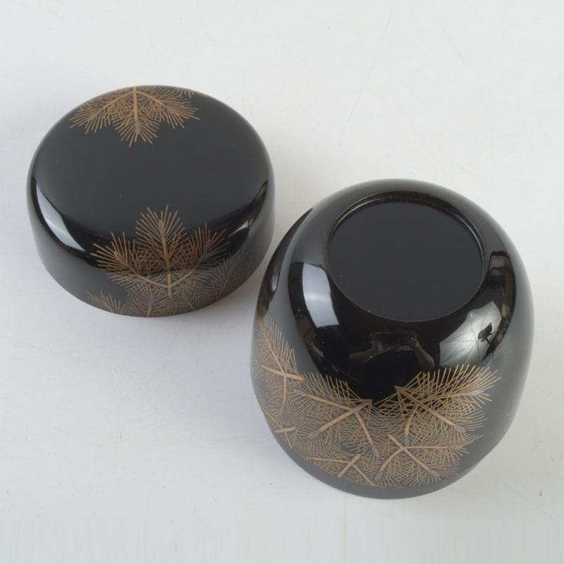 茶道具 三辻雪里作 若松蒔絵 棗 共布共箱 V 9316