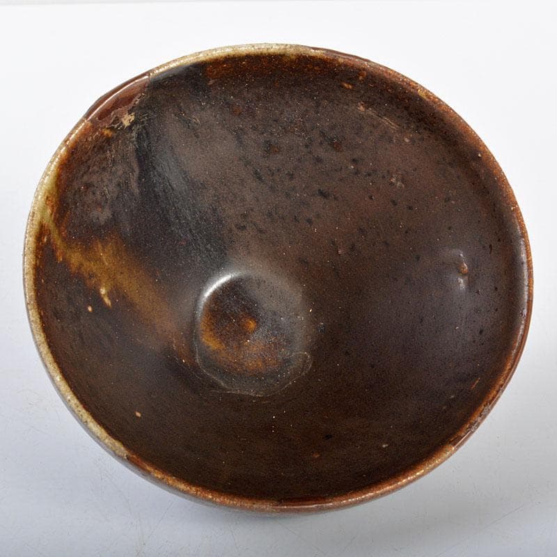 中国　柿釉　天目茶碗　時代箱付　V　R4371