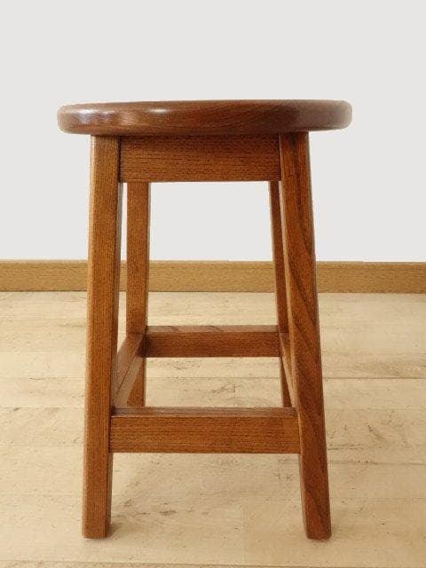 北海道手作り家具　ケヤキ（欅）材　スツールD　座面一枚板