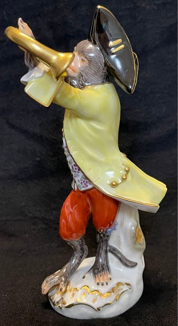 【美品 】マイセン 猿の楽団 ホルン レモンイエロージャケット1級品