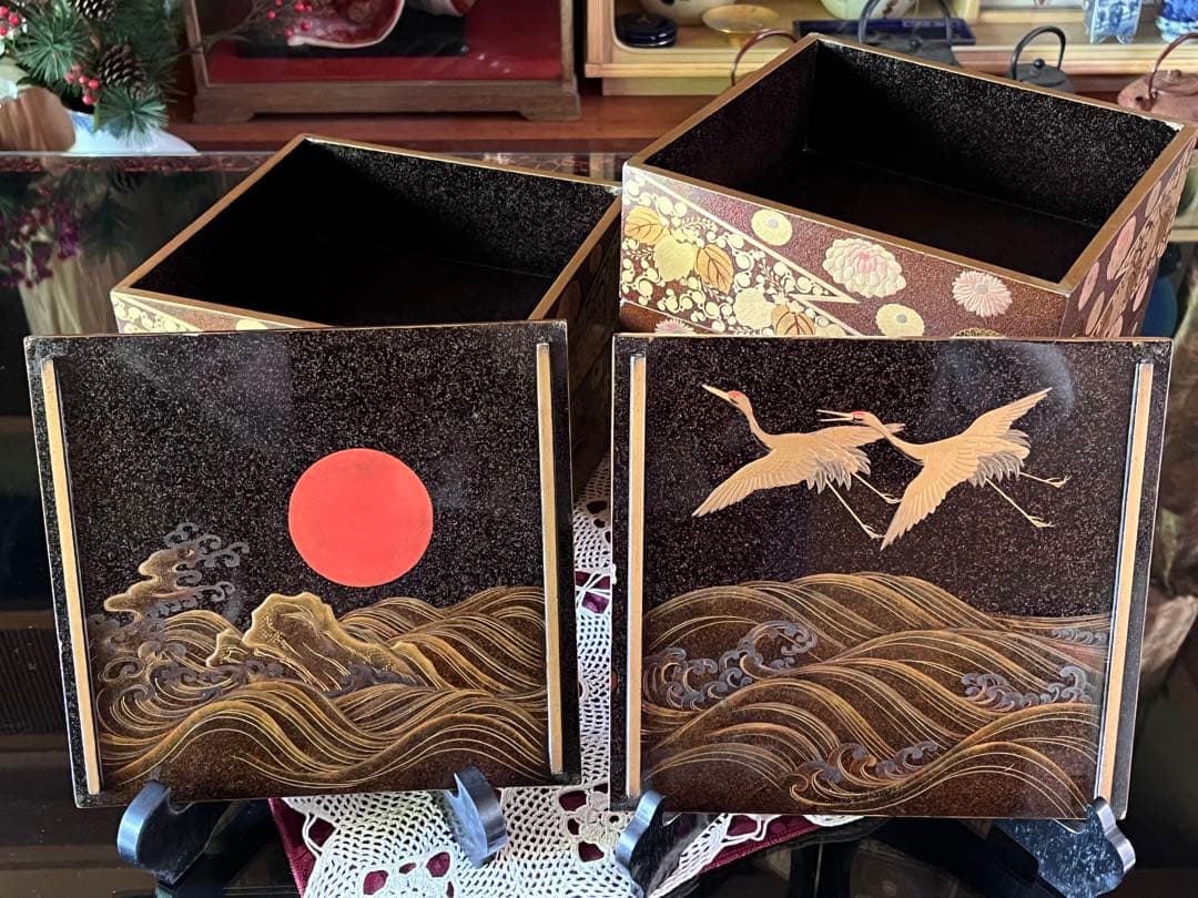 重箱 江戸後期 和骨董 自宅蔵出し 漆塗り漆器工芸品