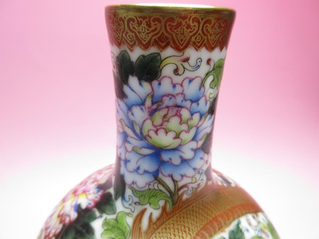 大清乾隆年製 銘 龍模様 花瓶　61230