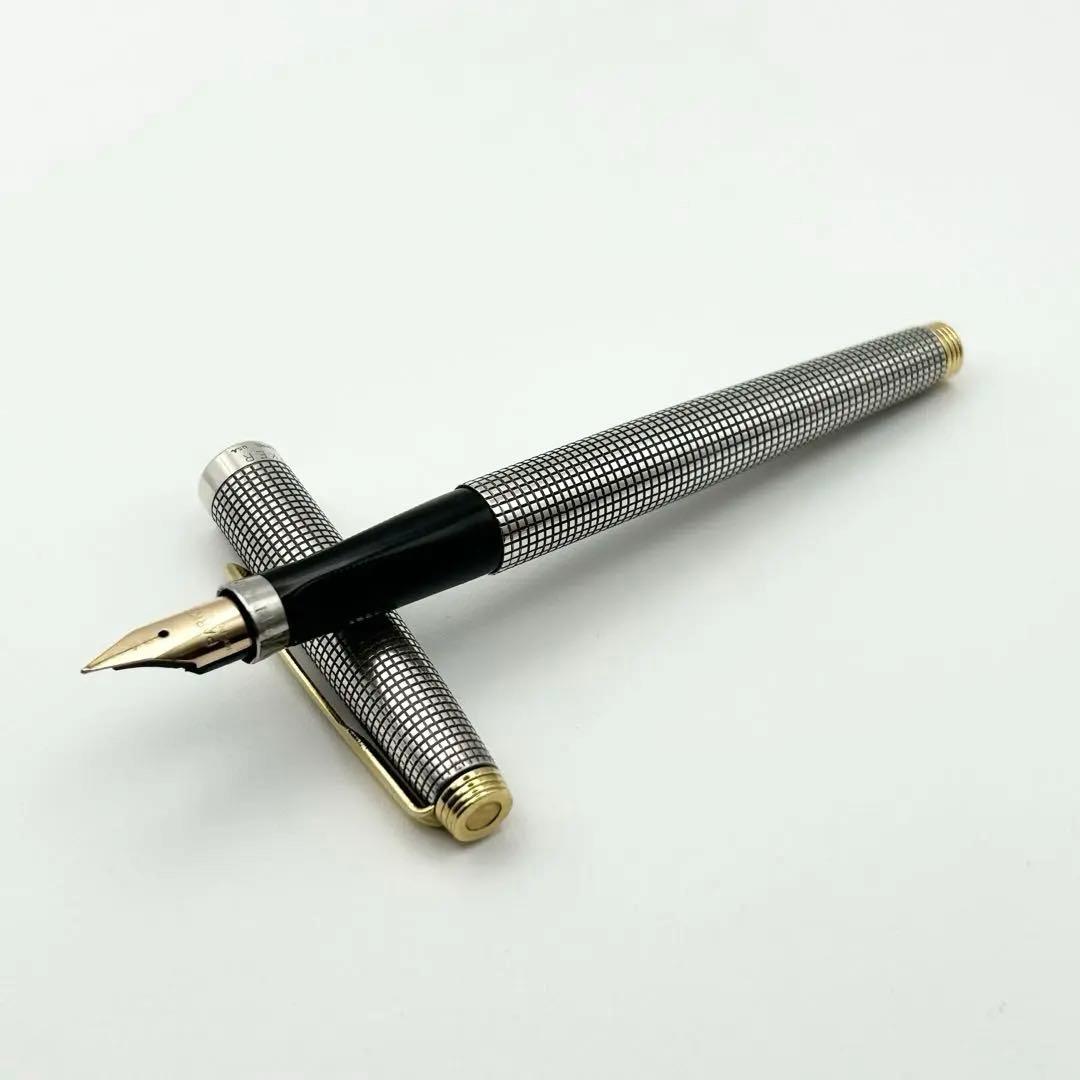 パーカー 万年筆 ペン先14K 14金 スターリングシルバー 格子柄 ジズレ