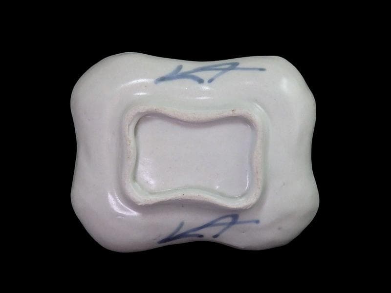 古伊万里　型刷印判　雨降りに花の図　変形皿　江戸期　E650AS-CVi