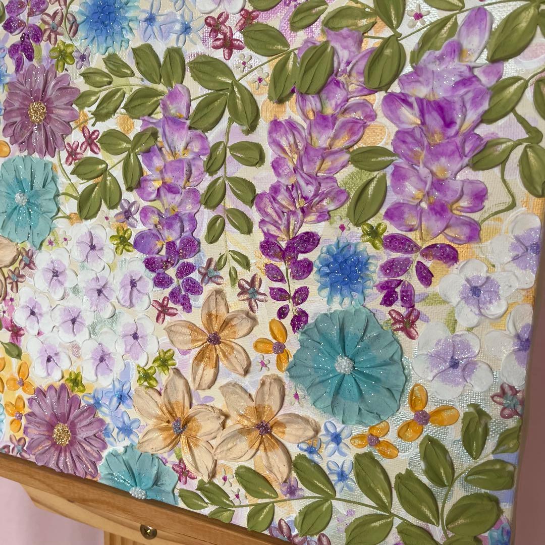 花柄 絵画 藤の花 藤 藤の絵 藤柄 テクスチャーアート ボタニカル