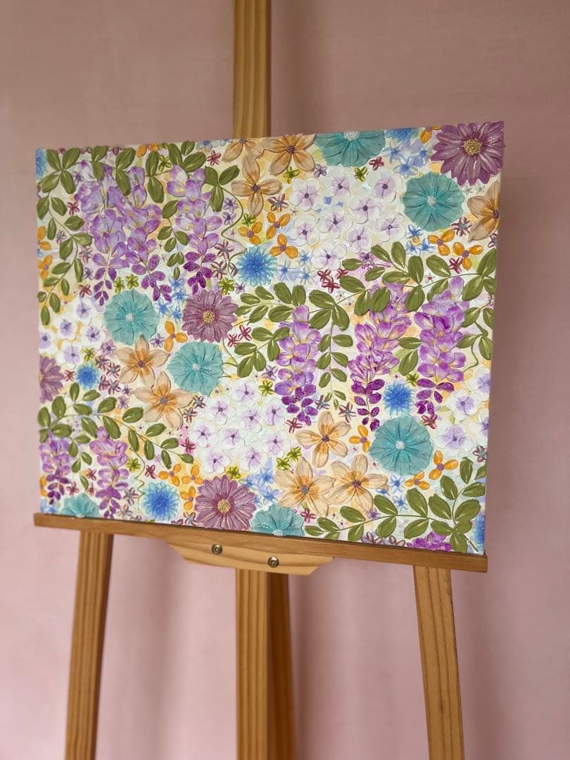 花柄 絵画 藤の花 藤 藤の絵 藤柄 テクスチャーアート ボタニカル