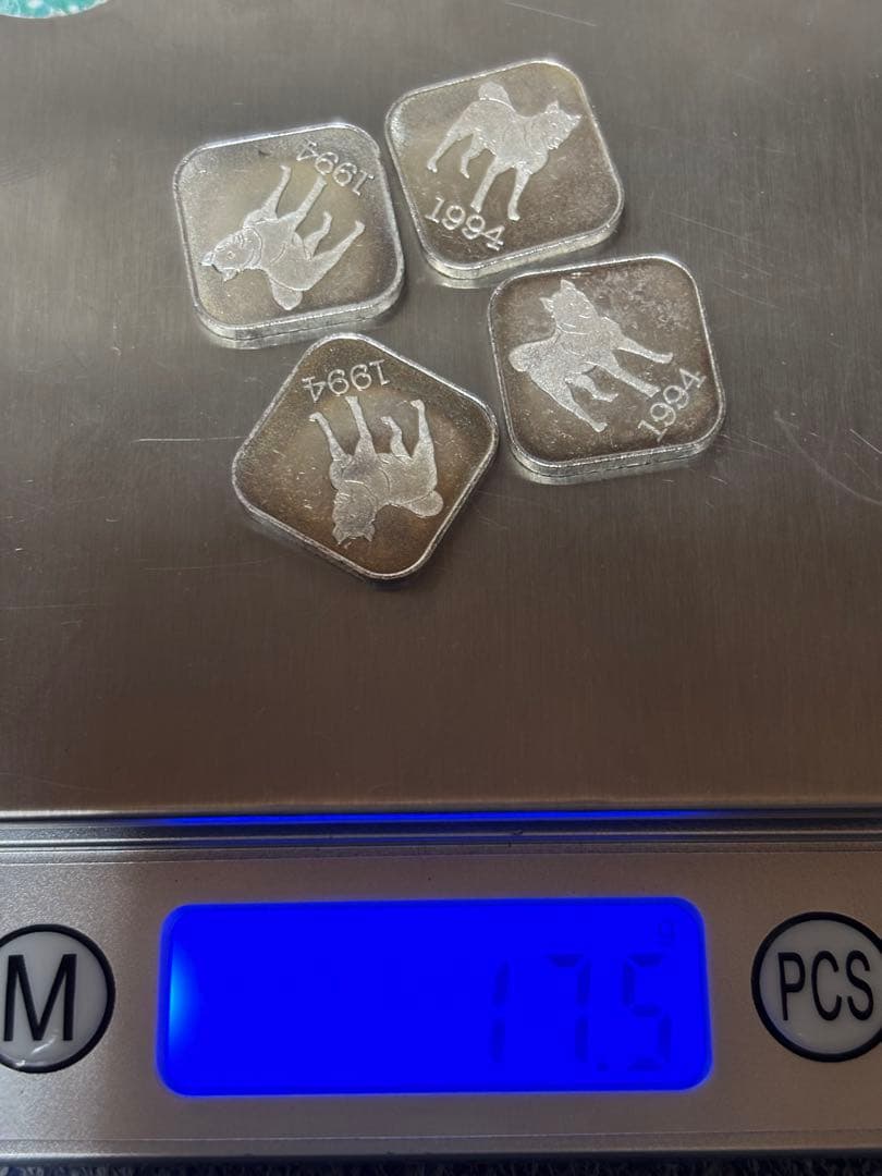 造幣局　1994年 犬のデザイン 菱形　純銀メダル 4枚セット　桜の通り抜け