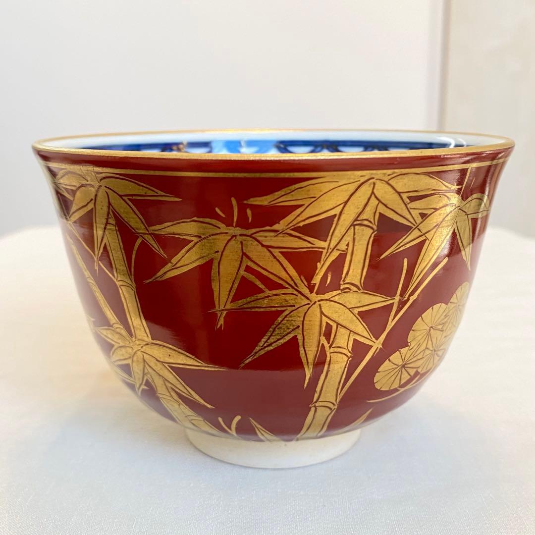 茶道具【茶碗】 京焼 玉堂造 玉堂窯 金襴手 三友図 抹茶茶碗 共箱付き