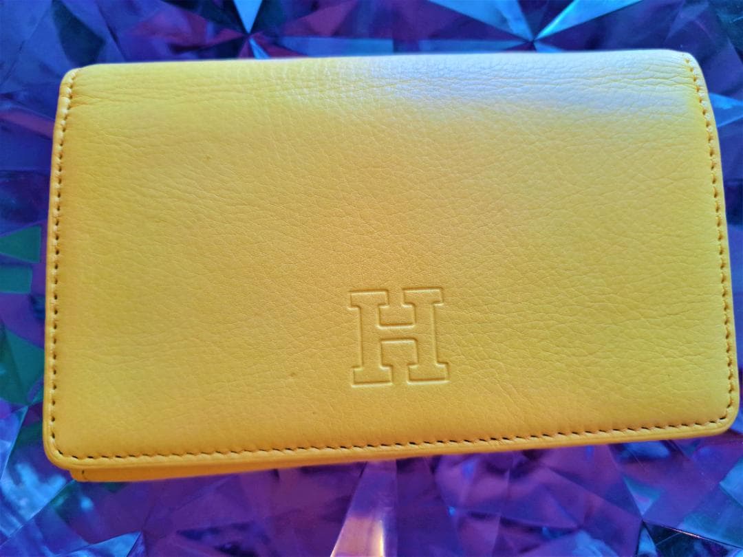 新品♥【センプレ】二つ折り財布カナリーイエロー本革ヒロフHIROFU