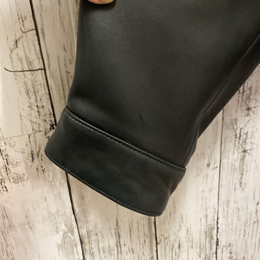 90's ラルフローレン レザージャケット ワンポイント刺繍ロゴ