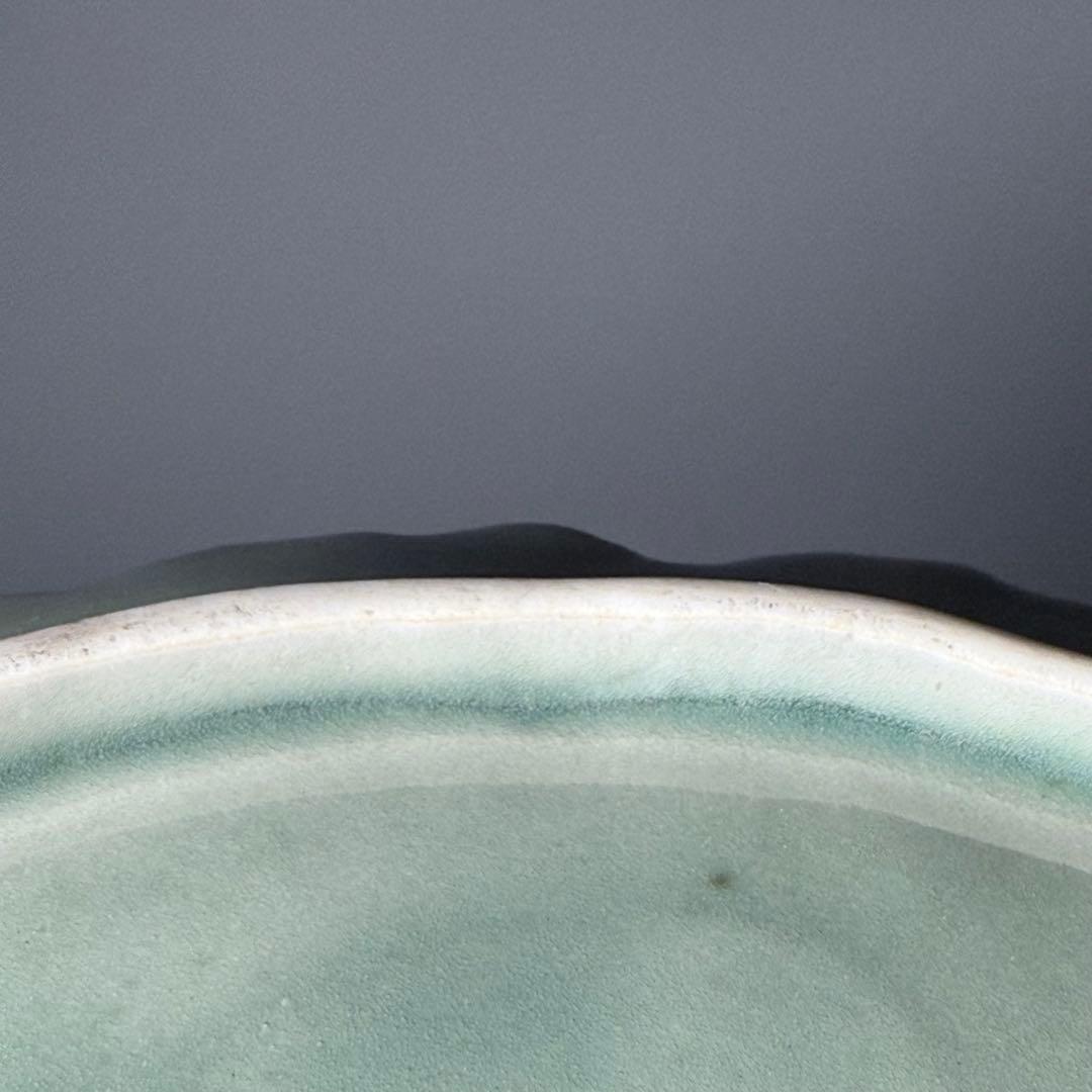 幕末〜明治 鍋島青磁 花文様陽刻葉形皿 12枚 料理屋 古