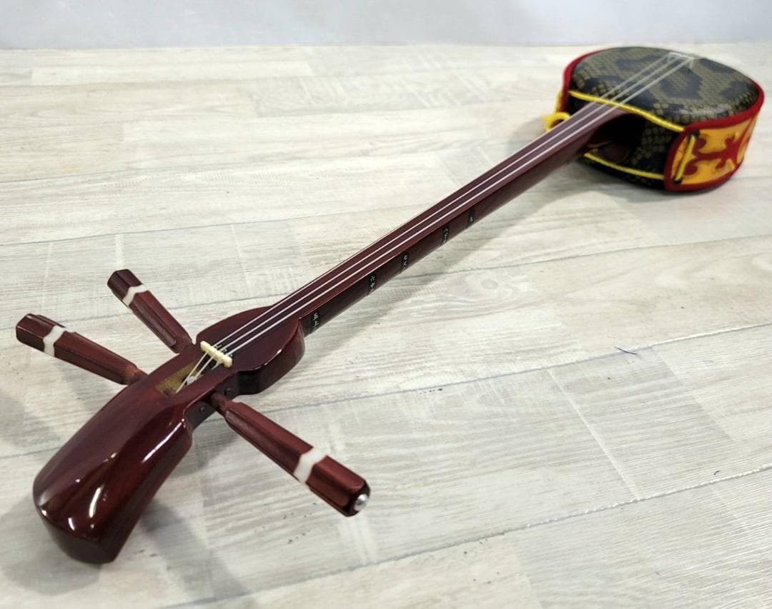 良品】沖縄三線 工四合 人工皮 三味線 概ねきれい