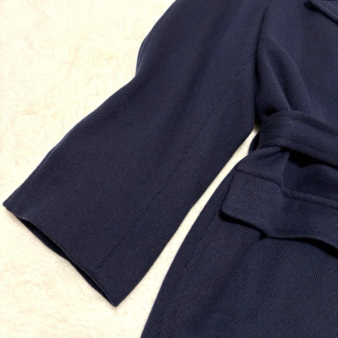 リングヂャケット ヘリンボーン ロング丈 ダブルチェスターコート L