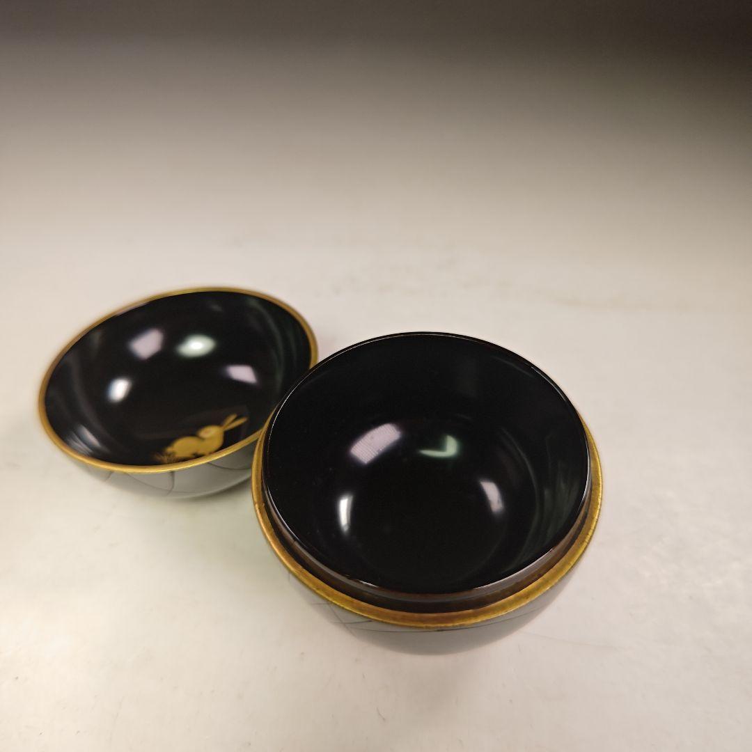 イ974 棗『中村湖彩』『月見うさぎ兎 日の丸棗 共箱』漆塗