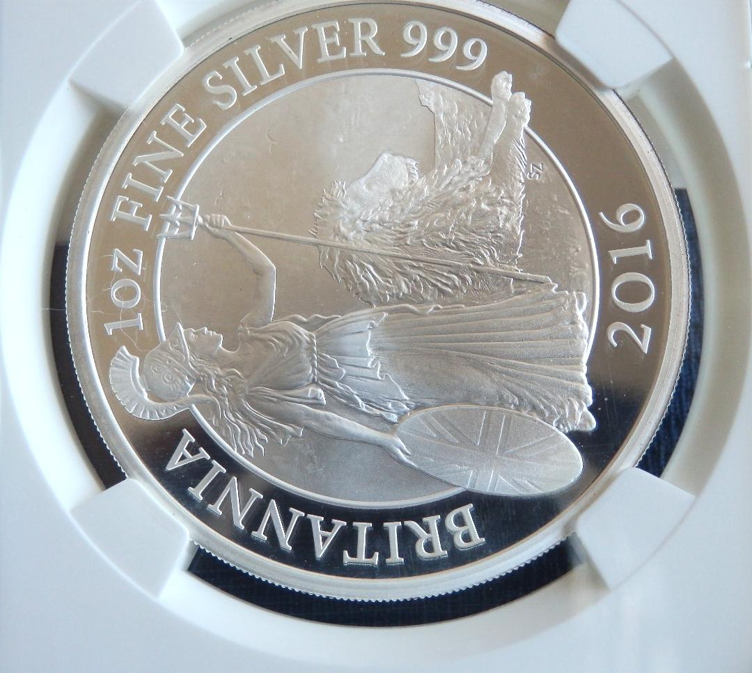 英2016年ブリタニアとライオン/ 2ポンド1oz銀貨(単年発行）◇PF69UC
