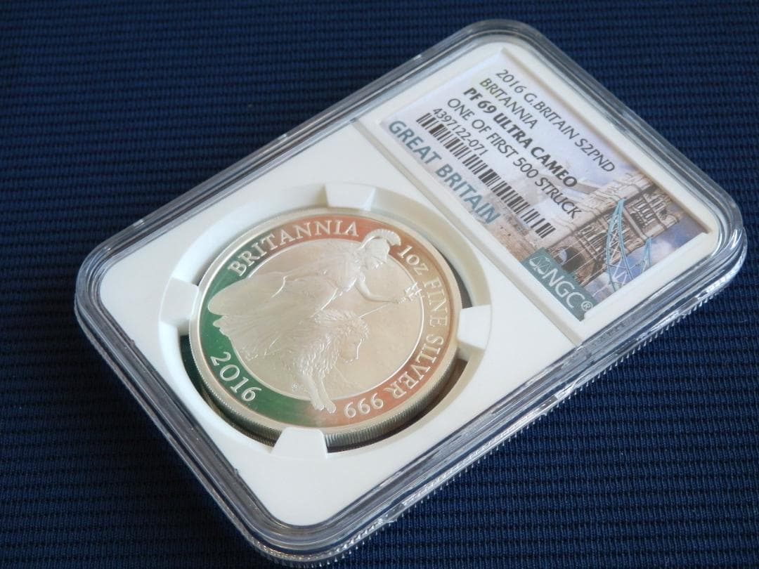 英2016年ブリタニアとライオン/ 2ポンド1oz銀貨(単年発行）◇PF69UC