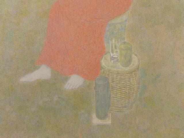 高山辰雄、【聴】、希少な額装用画集より、新品額装付、状態良好