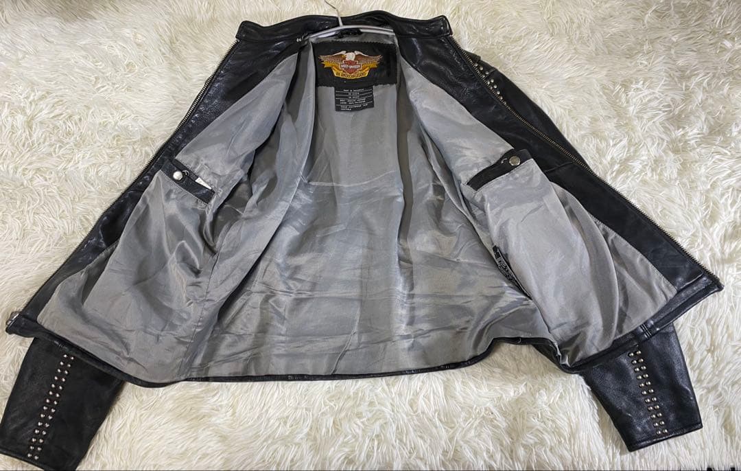 Harley Davidson】メタル スタッズ鋲 シングル ライダース 牛革