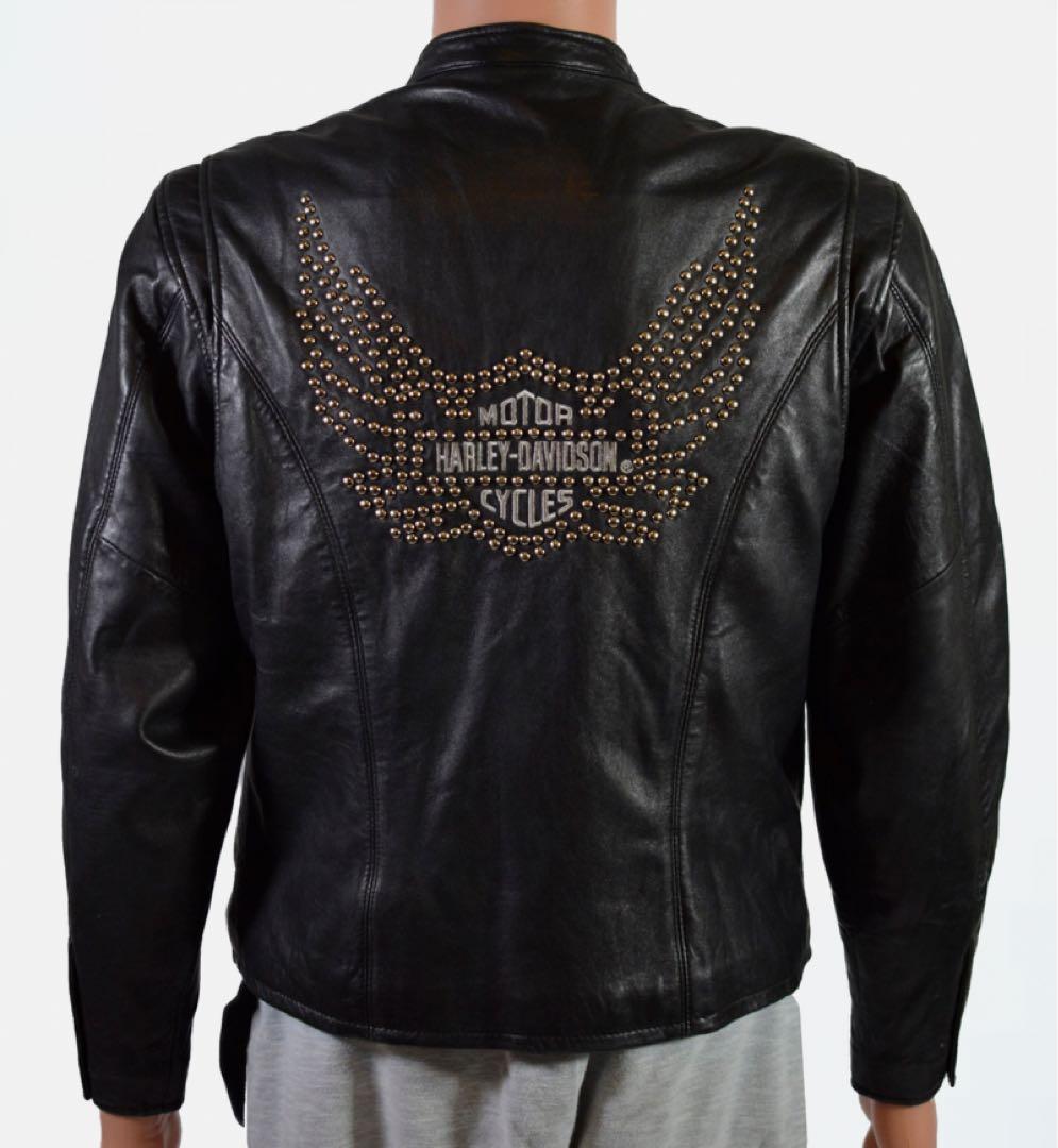 Harley Davidson】メタル スタッズ鋲 シングル ライダース 牛革