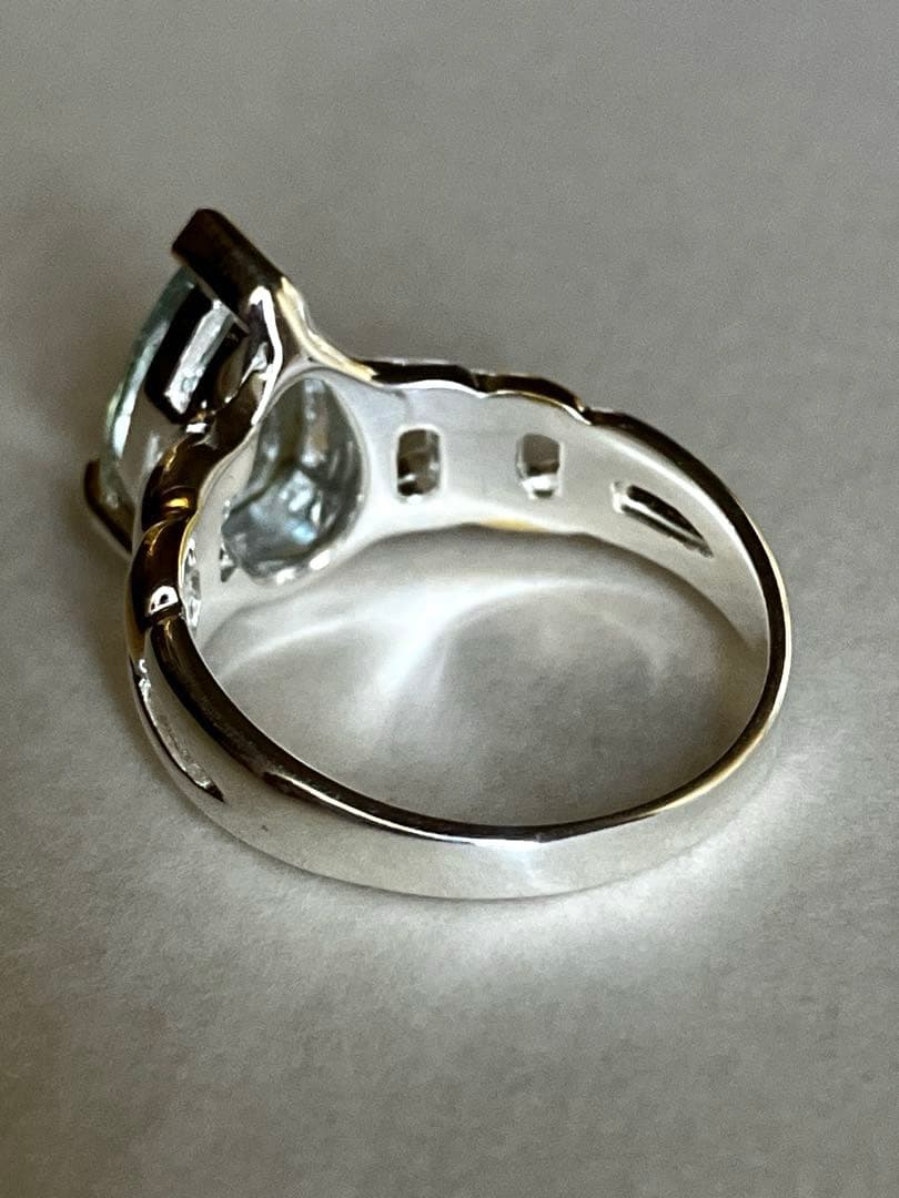 アクアマリン・ノットデザインリング・指輪シルバーK18金ゴールド匿名配送