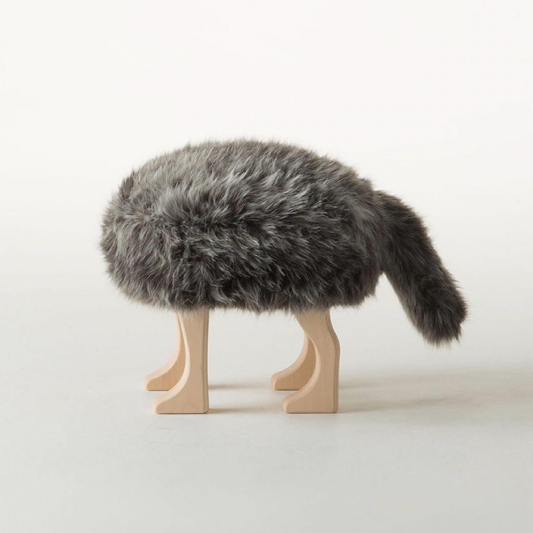 匠工芸　アニマルスツール　S ウルフグレーミックス